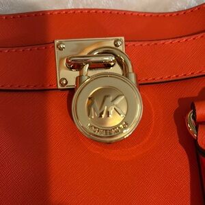 Michael Kors Orange and Gold Satchel with Signature MK Hardware